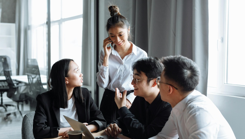 A group of people in an office